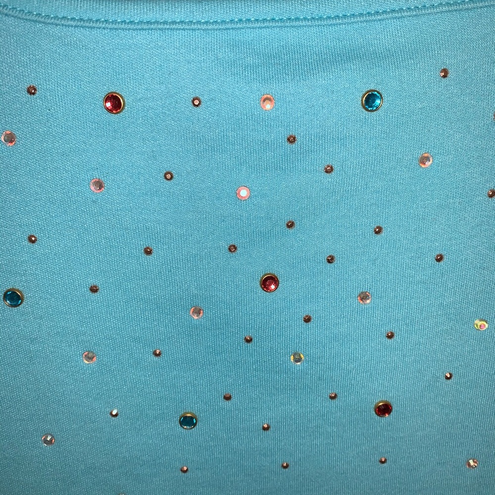 Quacker Factory small turquoise  T-shirt - Picture 4 of 6